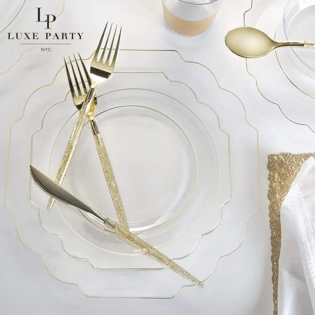 Scalloped Clear w/ Gold Plastic Side Plates