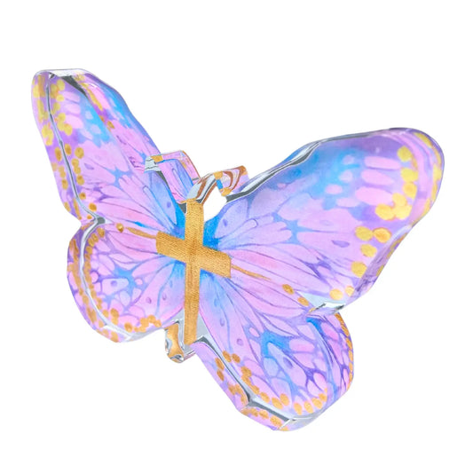 Pink Cross Butterfly Acrylic Shelfie