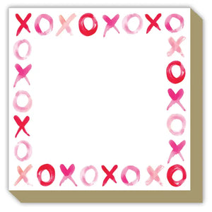 Handpainted X's and O's Red and Pink Luxe Notepad Duo