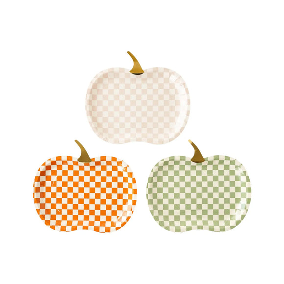 Checkered Pumpkin Diecut Plates