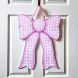 Pink Gingham Bow Door Hanger