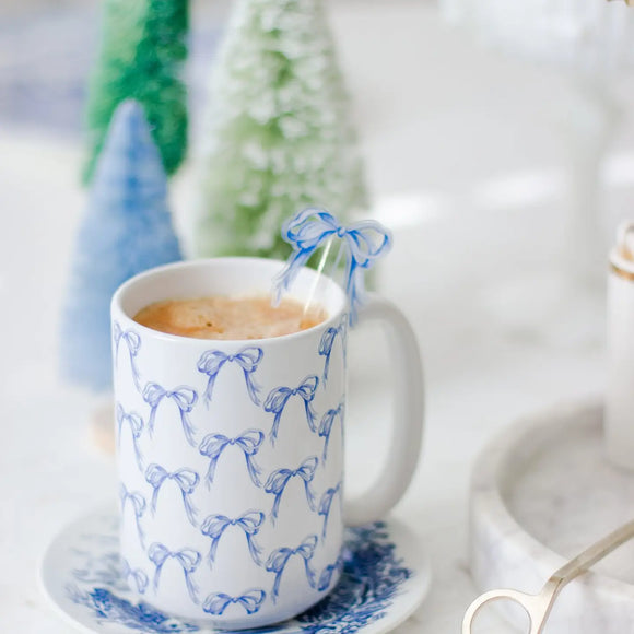 Blue & White Bows Watercolor Mug