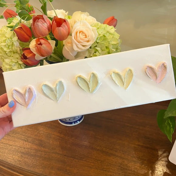 Multi-Colored Pastel Heart Painted Canvas