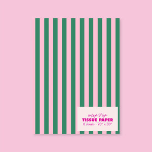 Green/Pink Stripe Tissue Paper