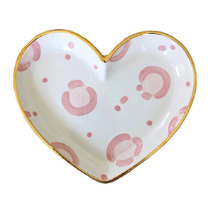 Leopard Print Heart Dish - Medium/Pink