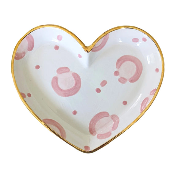 Leopard Print Heart Dish - Medium/Pink