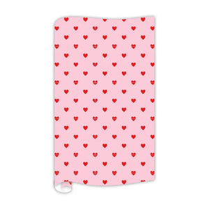 Handpainted Red Hearts on Pink 5 ft Wrapping Paper