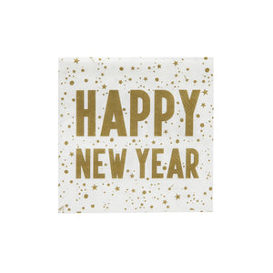 Gold Happy New Year Beverage Napkins