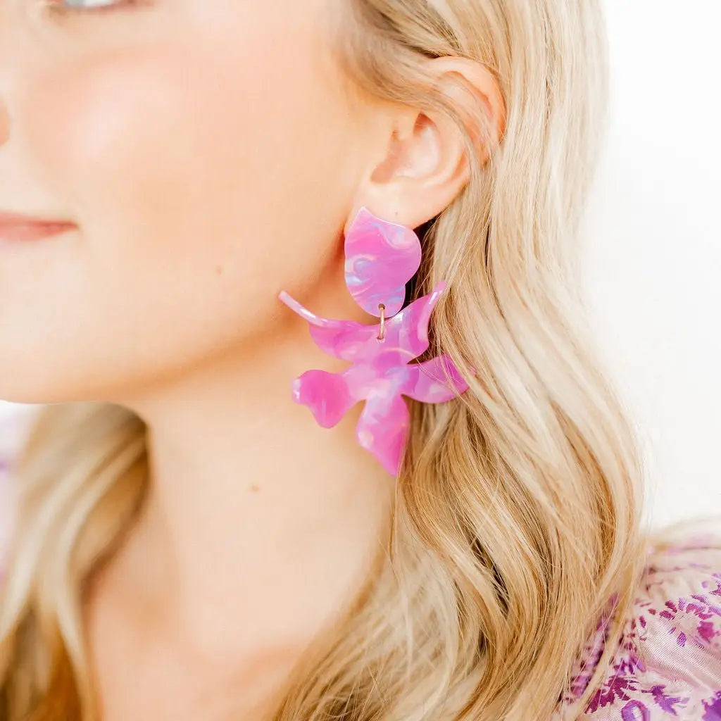 Flora Statement Earrings - Orchid Purple