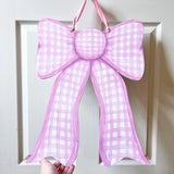 Pink Gingham Bow Door Hanger