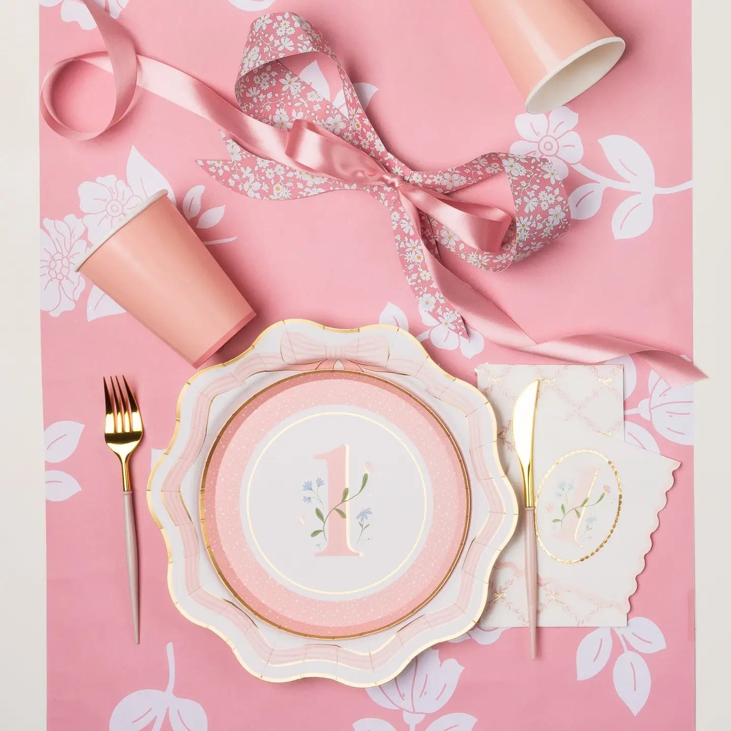 1st Birthday Petal Pink Beverage Napkins
