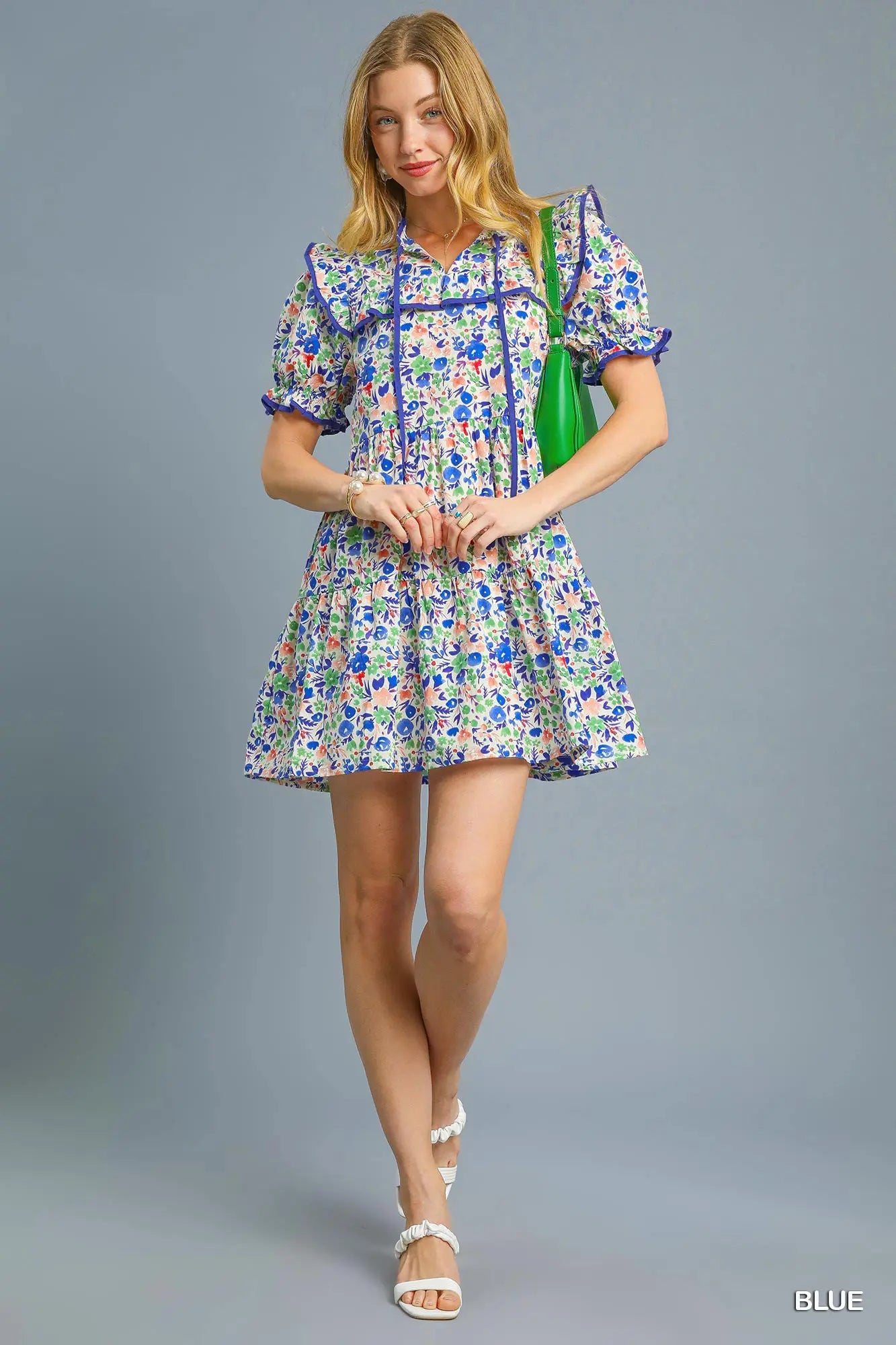 Ruffle Trim Floral Babydoll Dress
