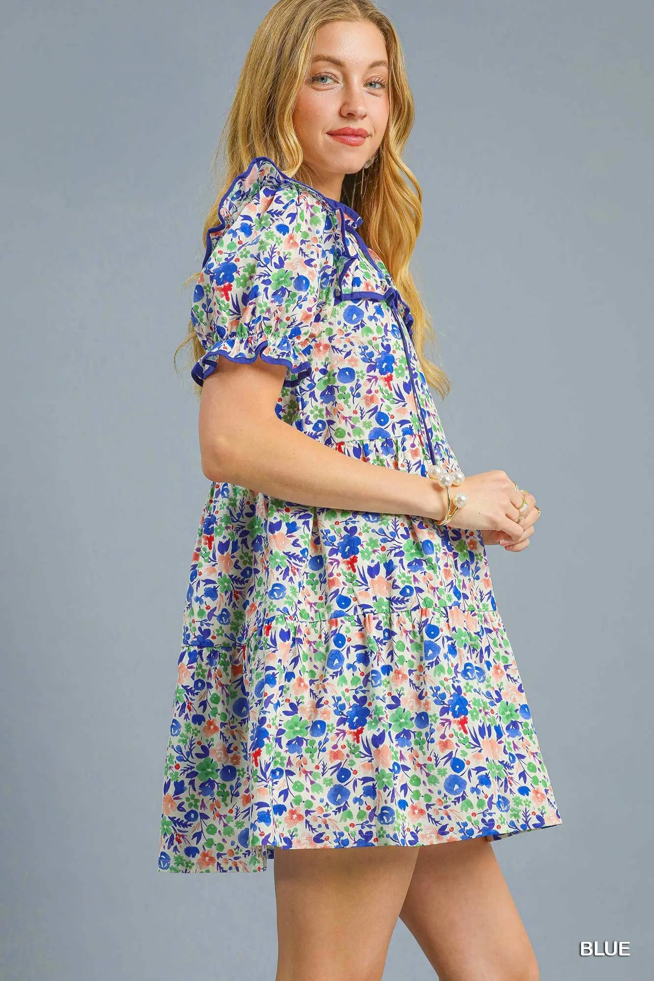 Ruffle Trim Floral Babydoll Dress