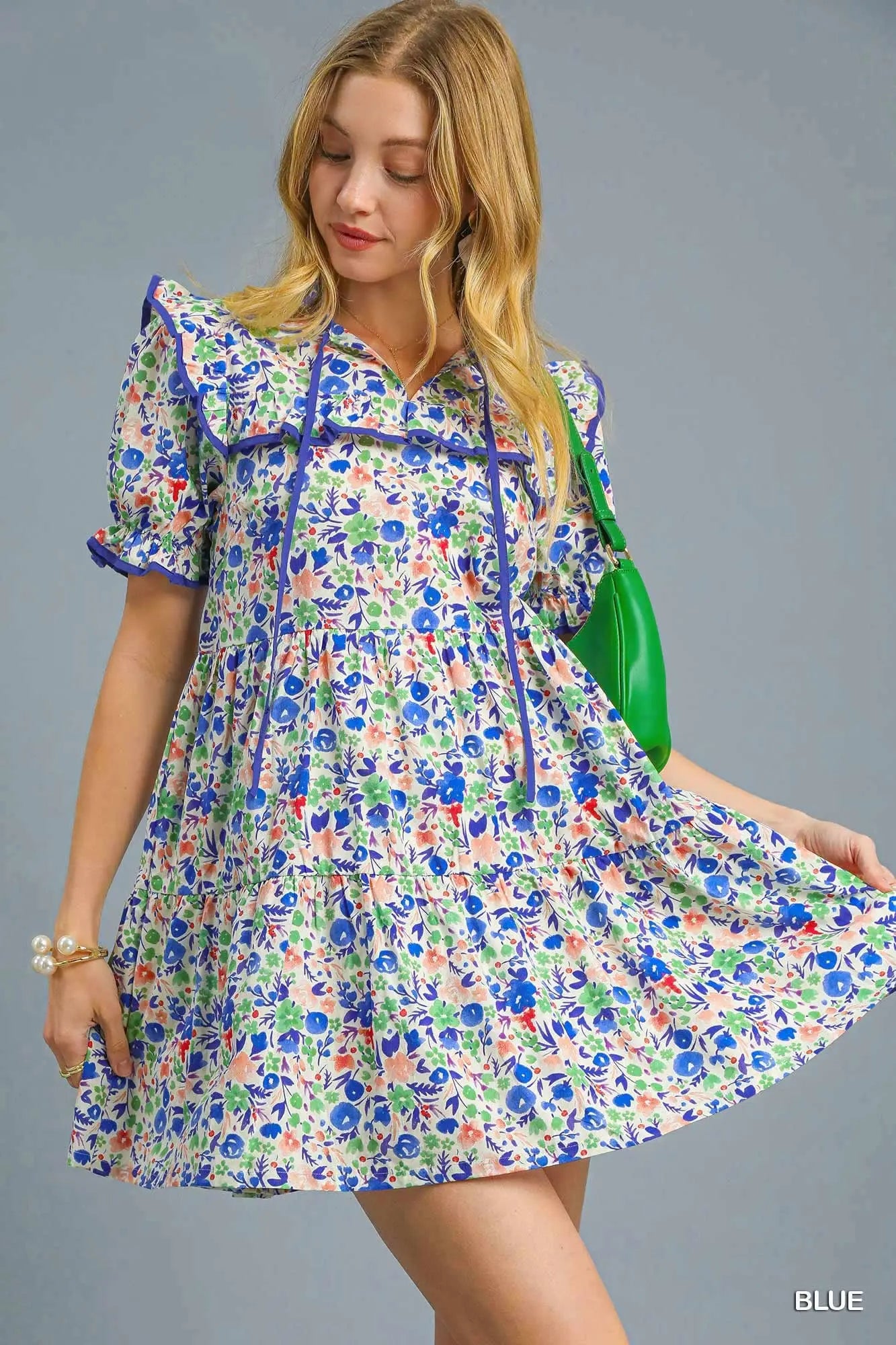 Ruffle Trim Floral Babydoll Dress