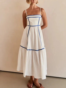 Fresh Slip A-Line Dress - Blue/White