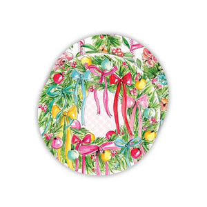 Wreath with Ornaments and bows Round Coasters