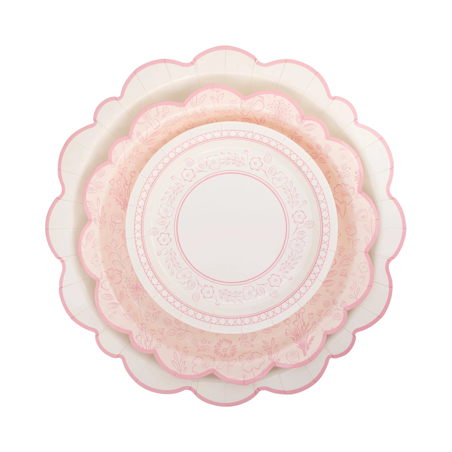 Pembroke Pink Edge Scalloped Plates