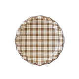 Harvest Scalloped Brown Plaid Dinner Plates