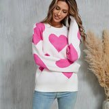 Valentine's Day Jacquard Pullover Sweater - White