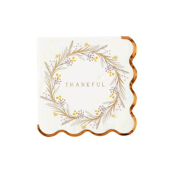 Thankful Wreath Beverage Napkins