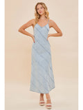 V-Neck Sleeveless Maxi Denim Dress