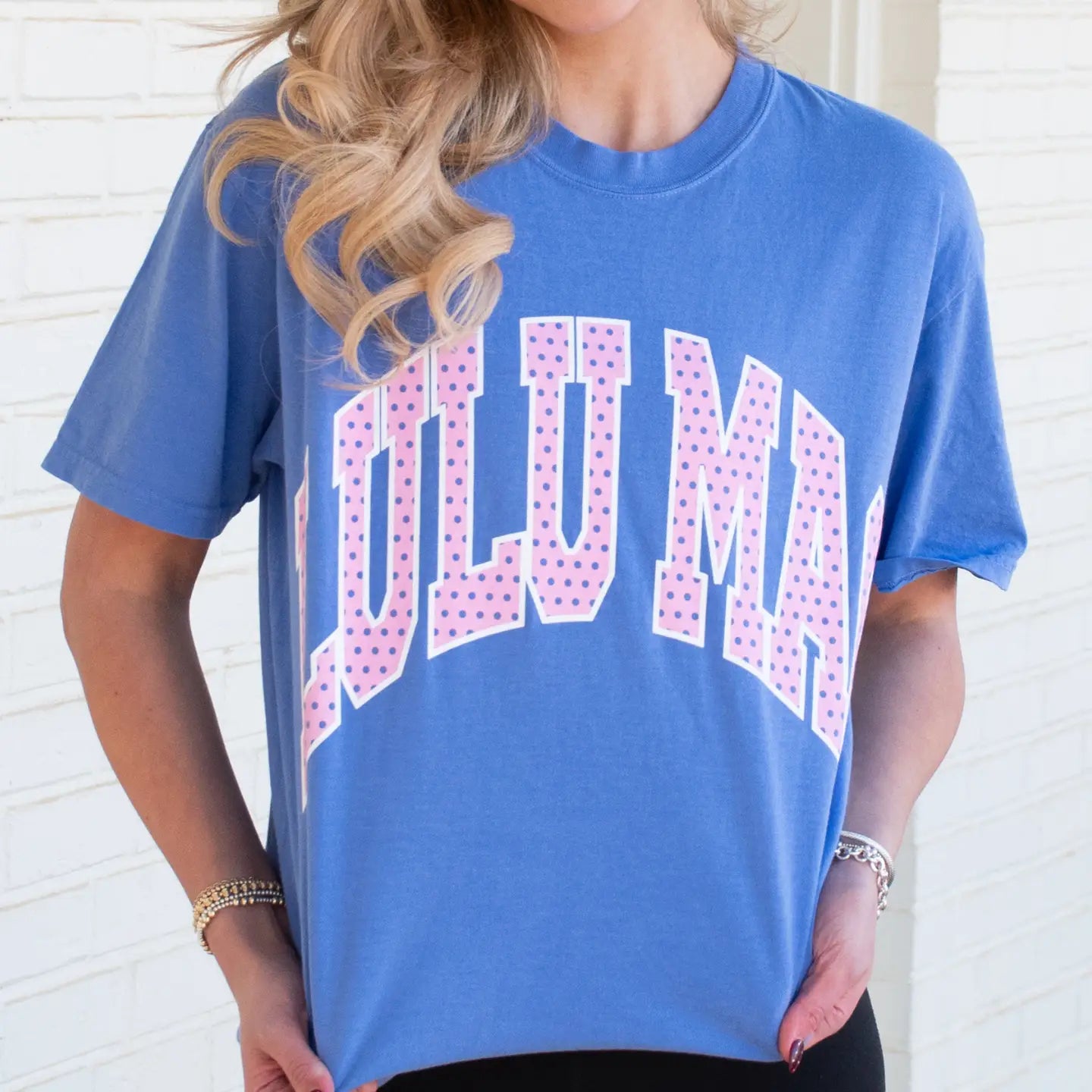 Polka Dot Adult Flo Blue Comfort Colors Tee