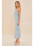 V-Neck Sleeveless Maxi Denim Dress