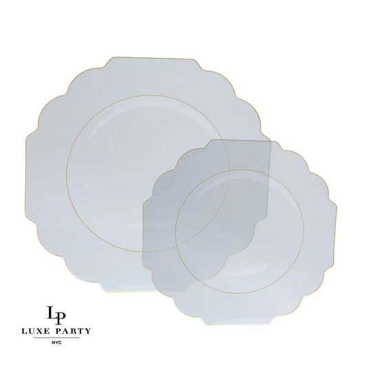 Scalloped Clear w/ Gold Plastic Side Plates