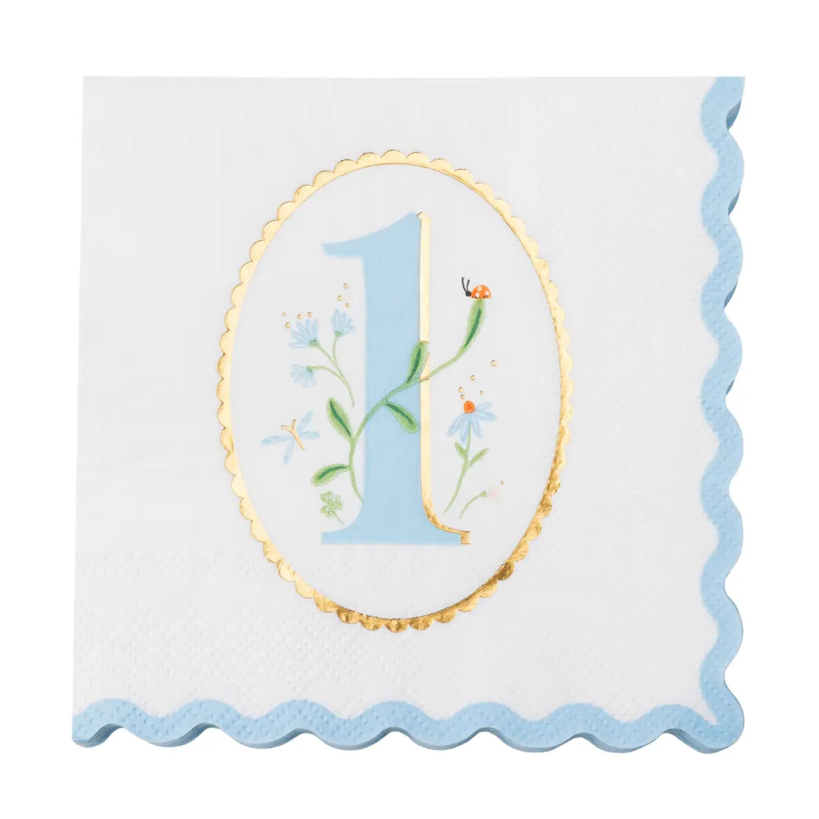 1st Birthday Sky Blue Beverage Napkins
