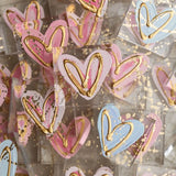 Painted Square Glass Colored Hearts