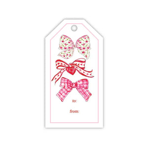 Handpainted Valentine Bow Trio Gift Tag