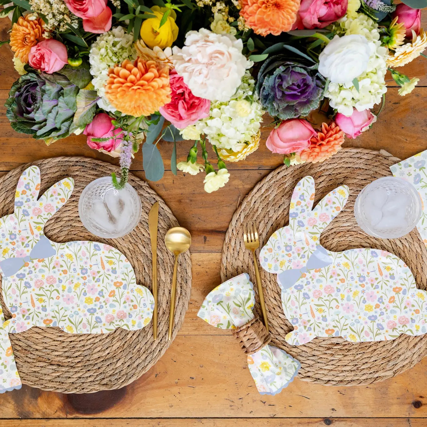 Floral Bunny Diecut Plates