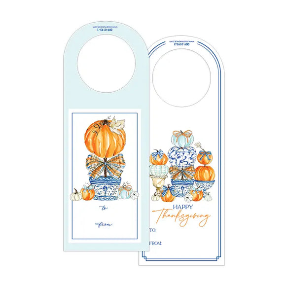 Handpainted Pumpkin Topiary Diecut Wine Tags