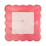 Striped Edge Scalloped Square Plates