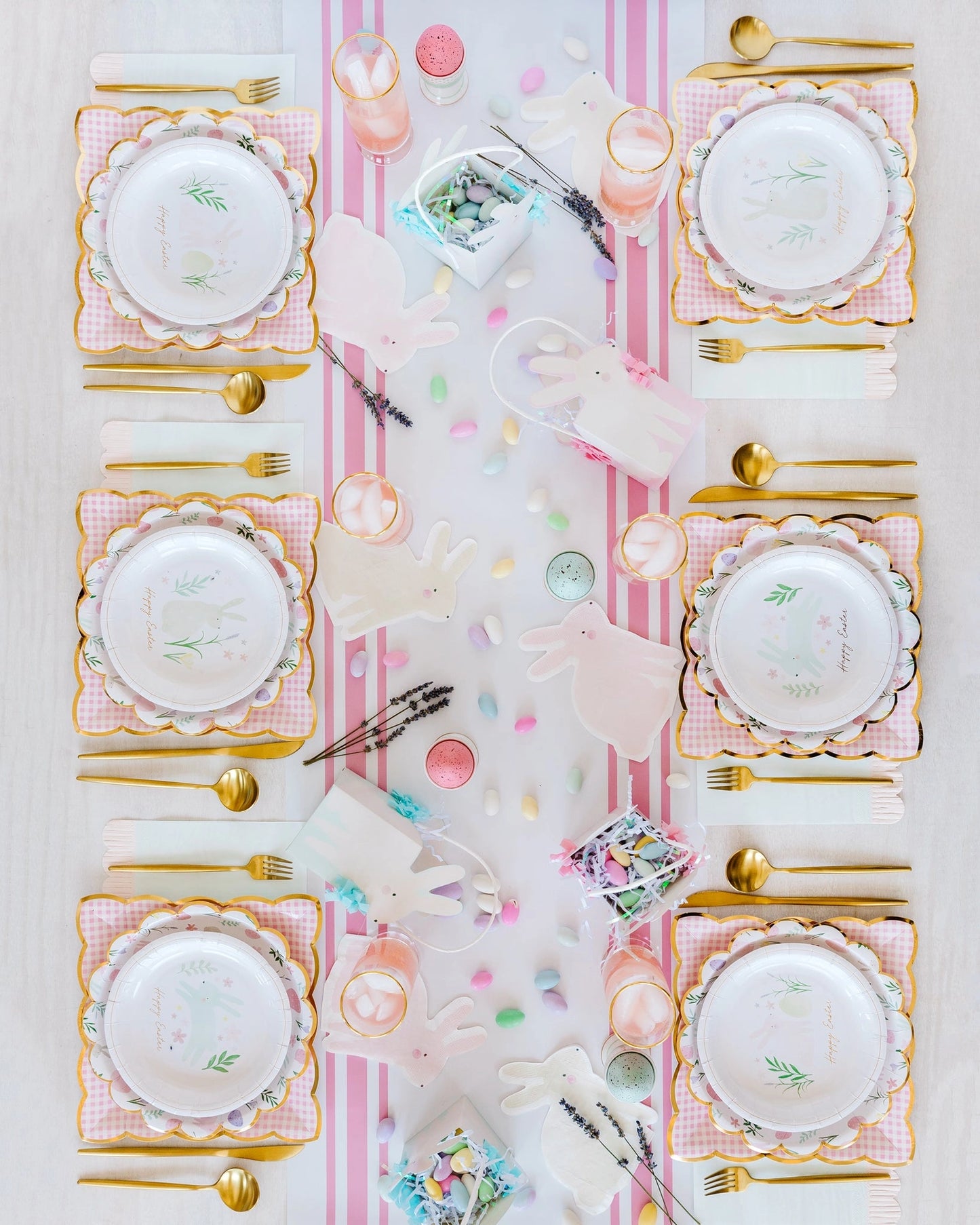 Pink Gingham Dinner Plates