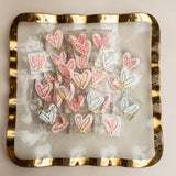 Painted Square Glass Colored Hearts