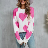 Valentine's Day Jacquard Pullover Sweater - White