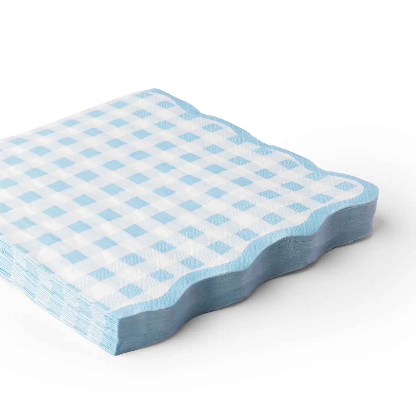 Elegant Sky Blue Gingham Dinner Napkins