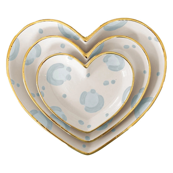 Leopard Print Heart Dish - Large/Blue