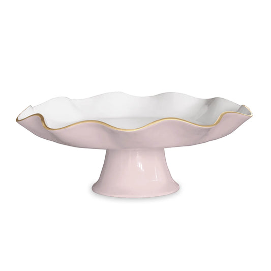 Carola Pedestal Cake Plate - Camellia & White