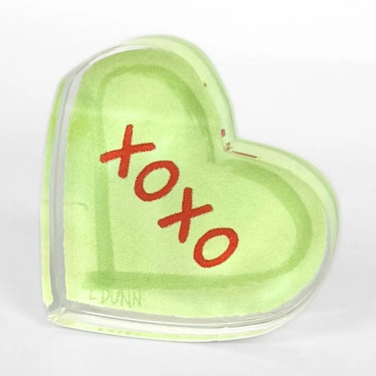 XOXO Green Acrylic Candy Heart