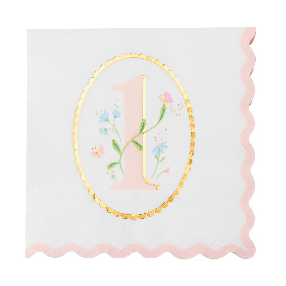 1st Birthday Petal Pink Beverage Napkins