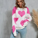 Valentine's Day Jacquard Pullover Sweater - White