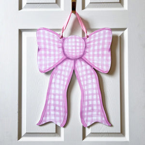 Pink Gingham Bow Door Hanger