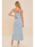 V-Neck Sleeveless Maxi Denim Dress