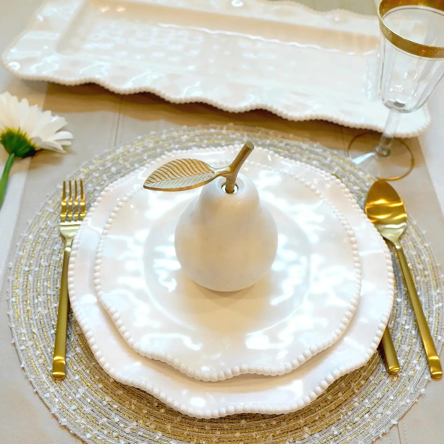 Perlette Cream Dinner Plates
