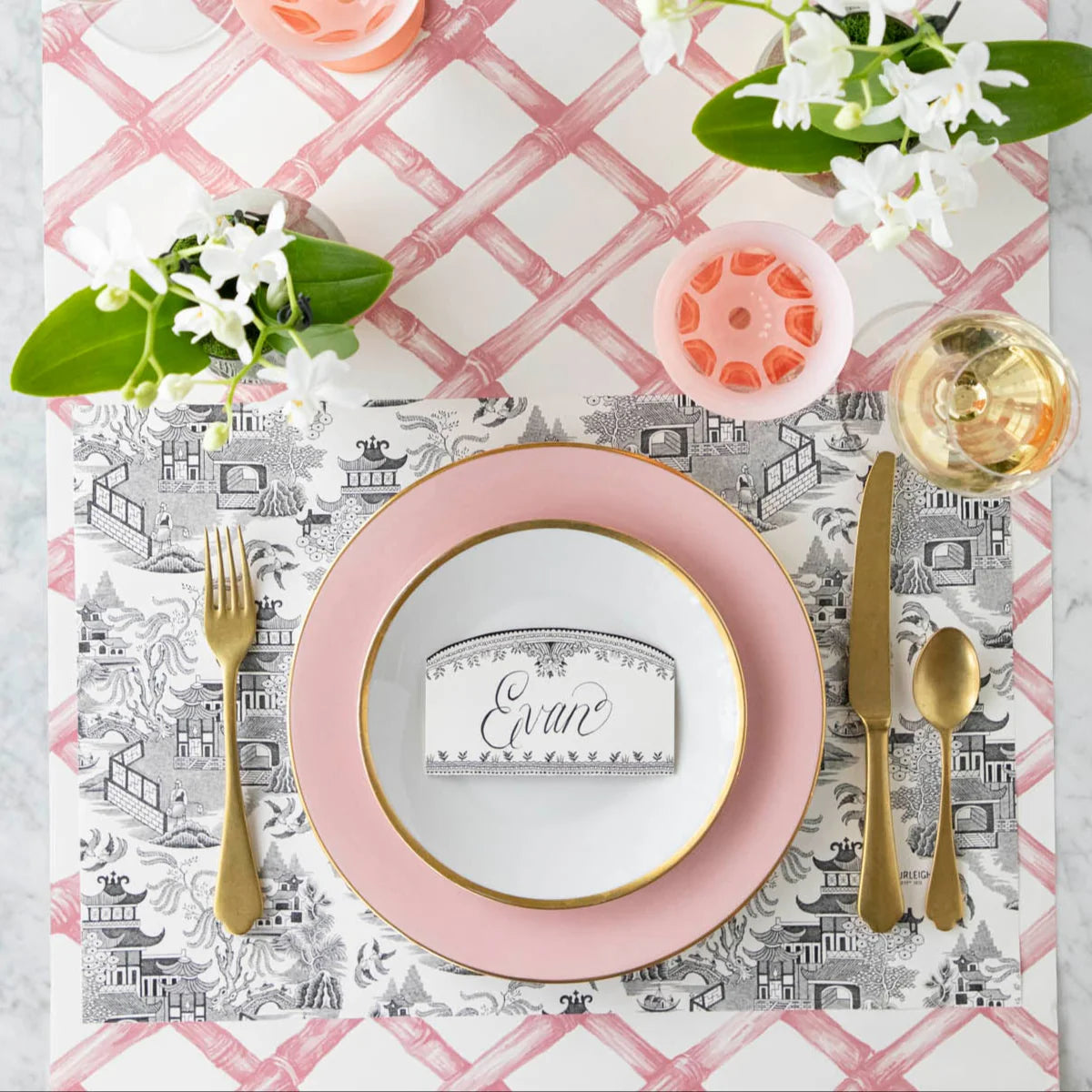 Pink Lattice Table Runner
