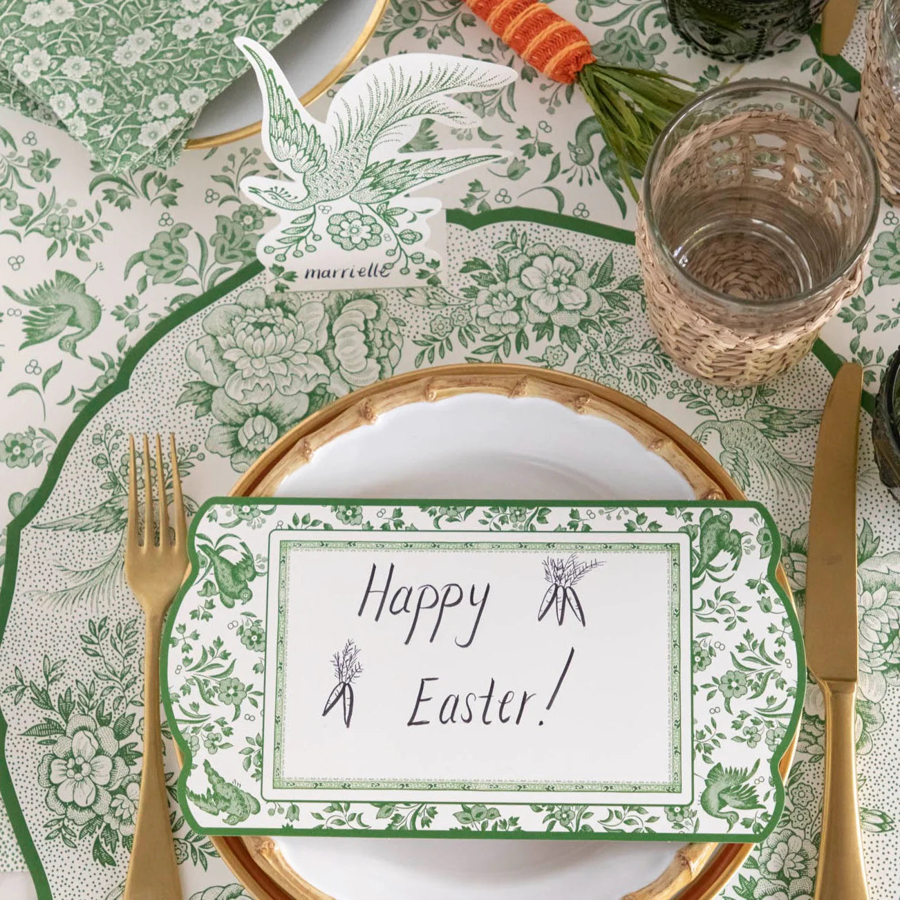 Green Regal Peacock Table Cards