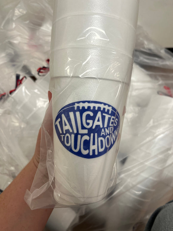 Tailgates & Touchdowns Styrofoam Cups - Blue