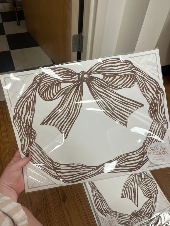 Brown Striped Bow Diecut Placemats